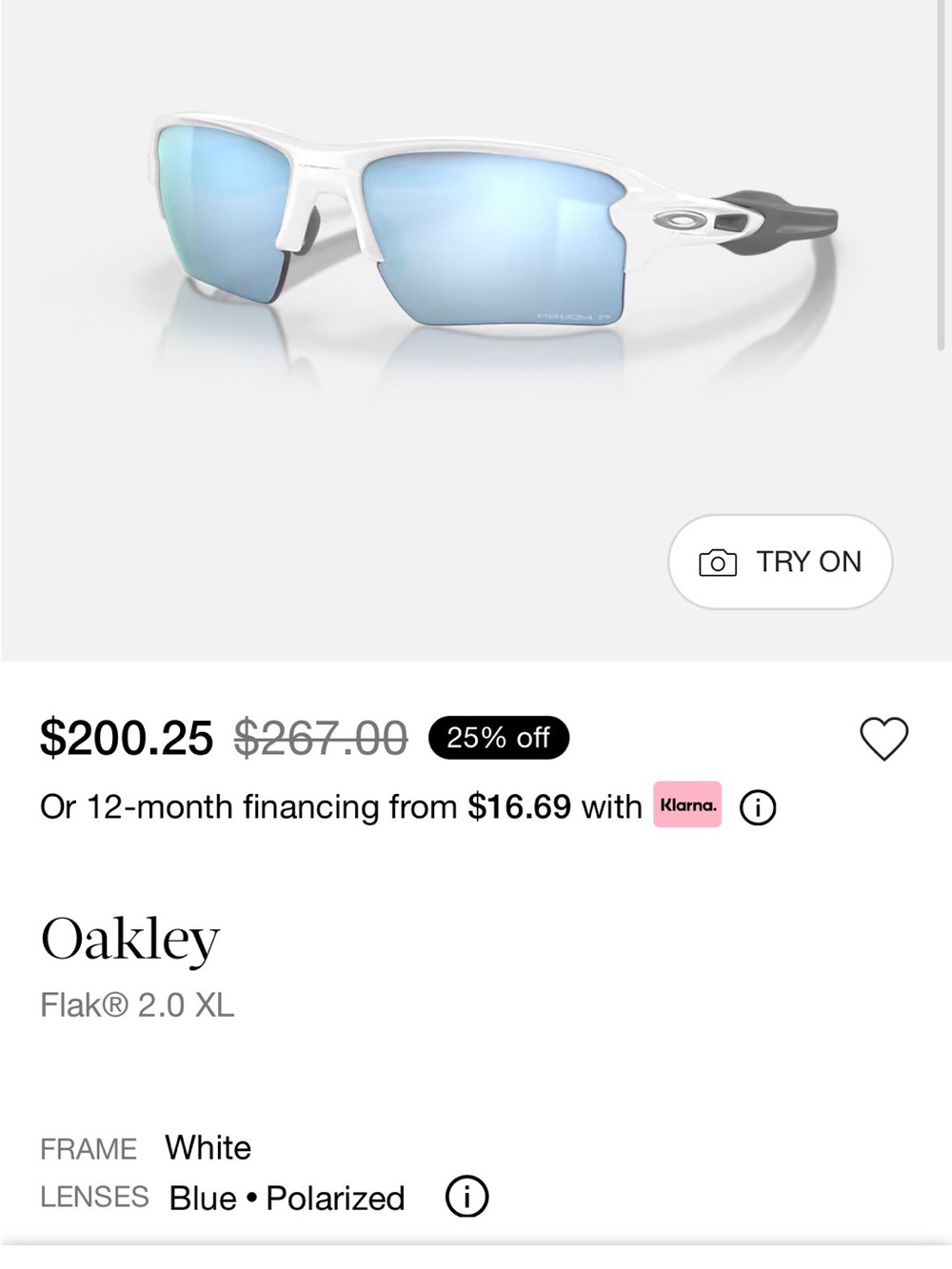Oakley White Frame Sunglasses with Blue Mirrored Lenses